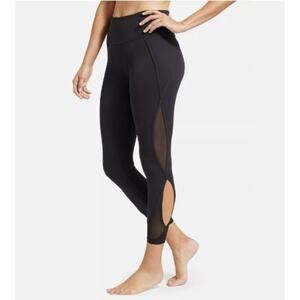 Athleta Black Salutation Mesh 7/8 Tight Yoga Fitness Pant Size Small